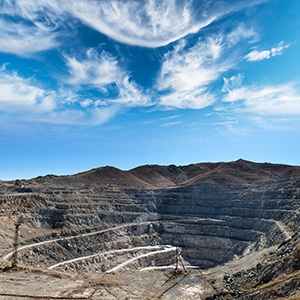 close-up of copper mining pit excavation