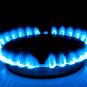 Natural gas utilities in the home, a blue flame.