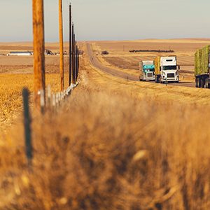 three semi trucks in transportation