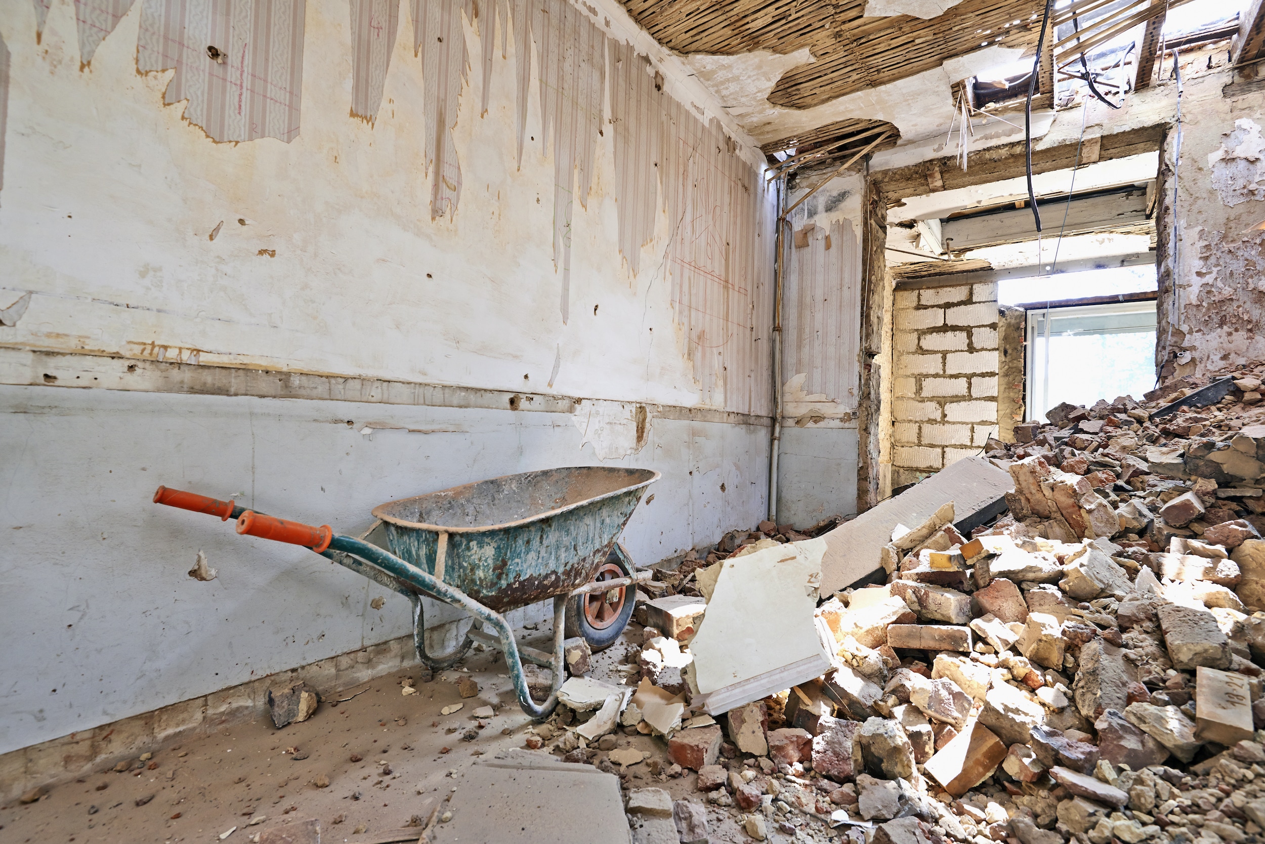 abandoned building under demolition