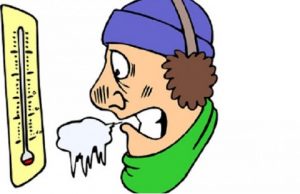 man with thermometer and hypothermia