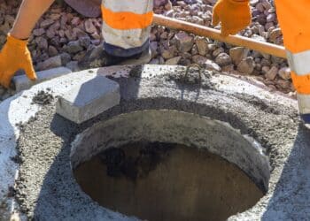 confined space entrance on concrete ground