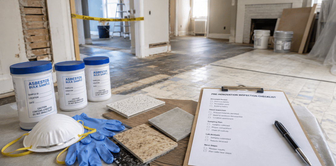 asbestos testing materials in a home before renovation